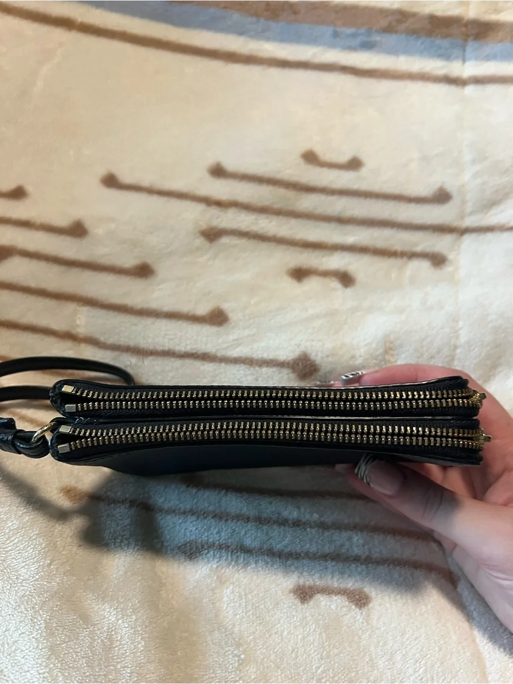 Coach Black Pebbled Leather Wristlet